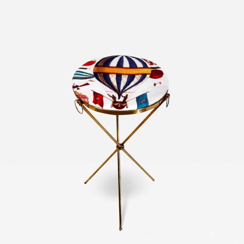 Colorful Italian modern Fabric Brass Side Table