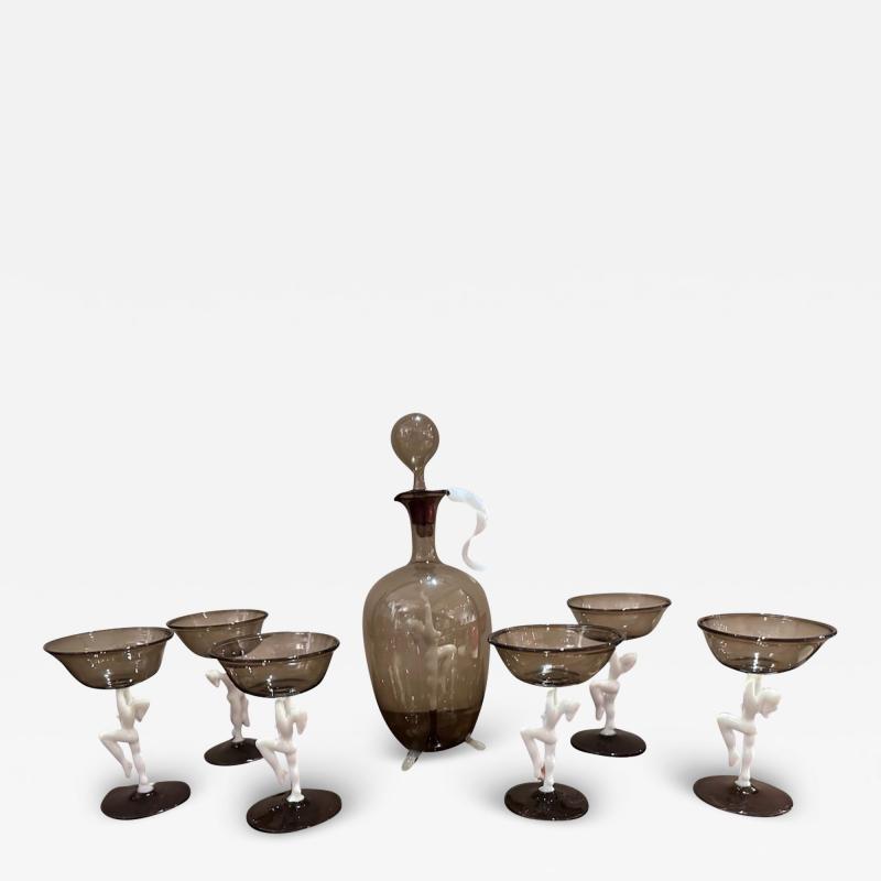 Complete Liqueur Set Original Decanter and 6 Matching Glasses