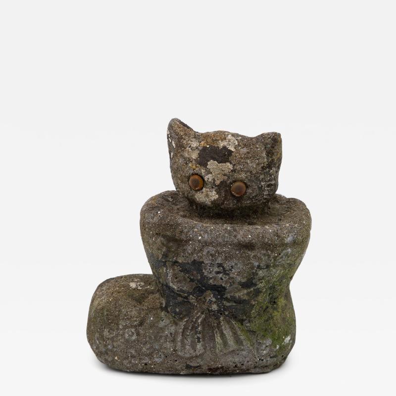 Composite Stone Kitten in Boot Garden Ornament English 20th Century