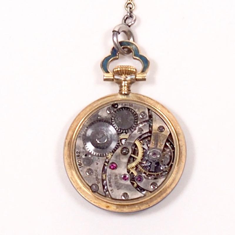 Concord Watch Co. Concord Watch Co. Diamond Enamel Pendant Watch, 1915