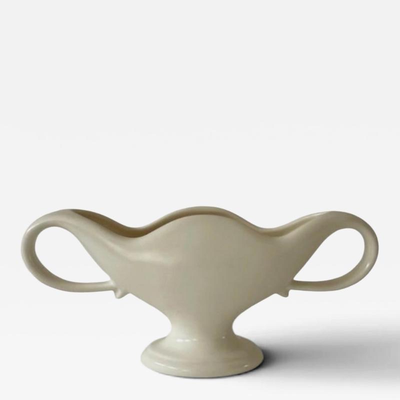 Constance Spry Twin Handled Vase with Scalloped Lip c 1930s