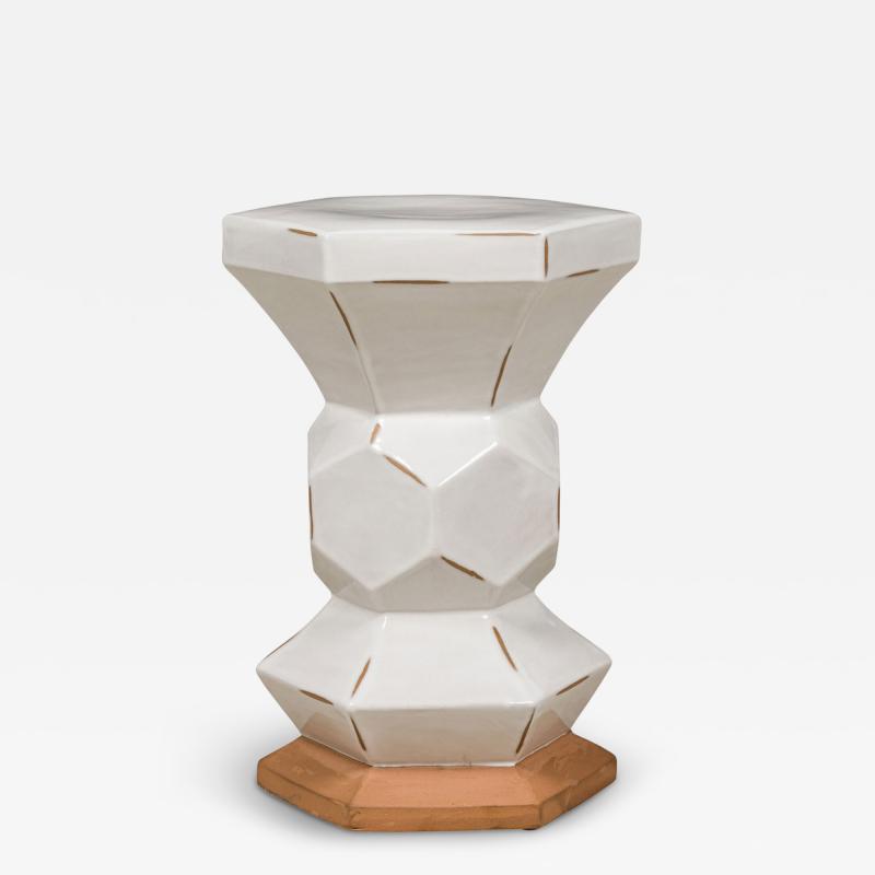 Contemporary American White Ceramic Hexagonal Occasional Table