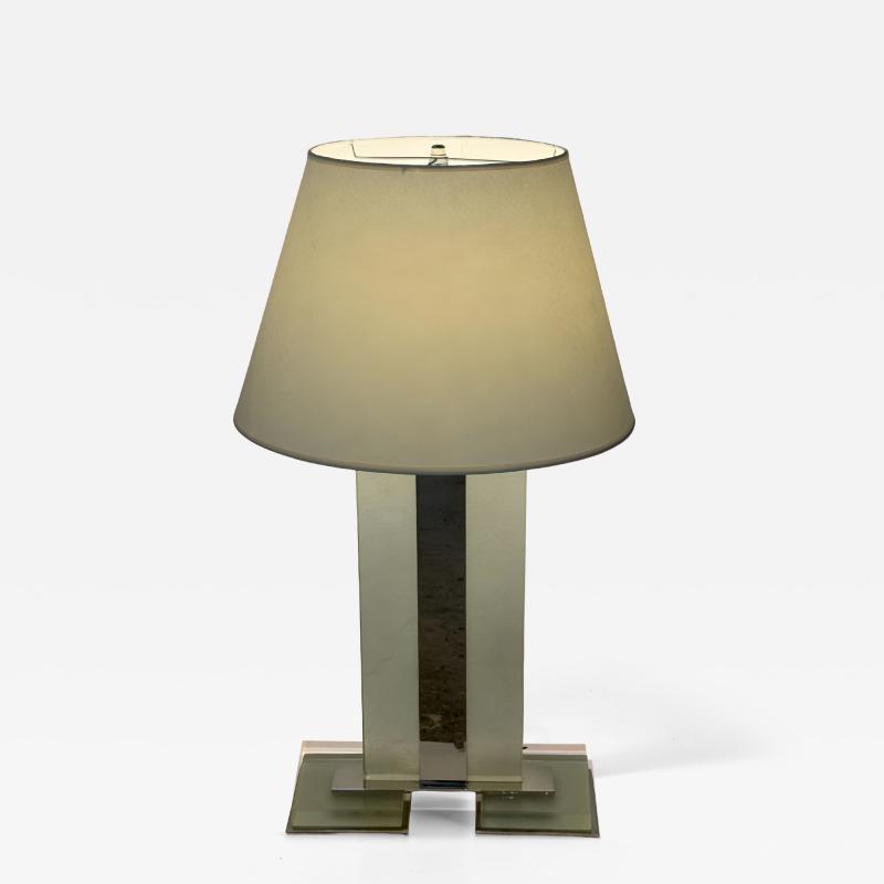 Contemporary Art Deco Style Table Lamp in Original Saint Gobain Textured Glass