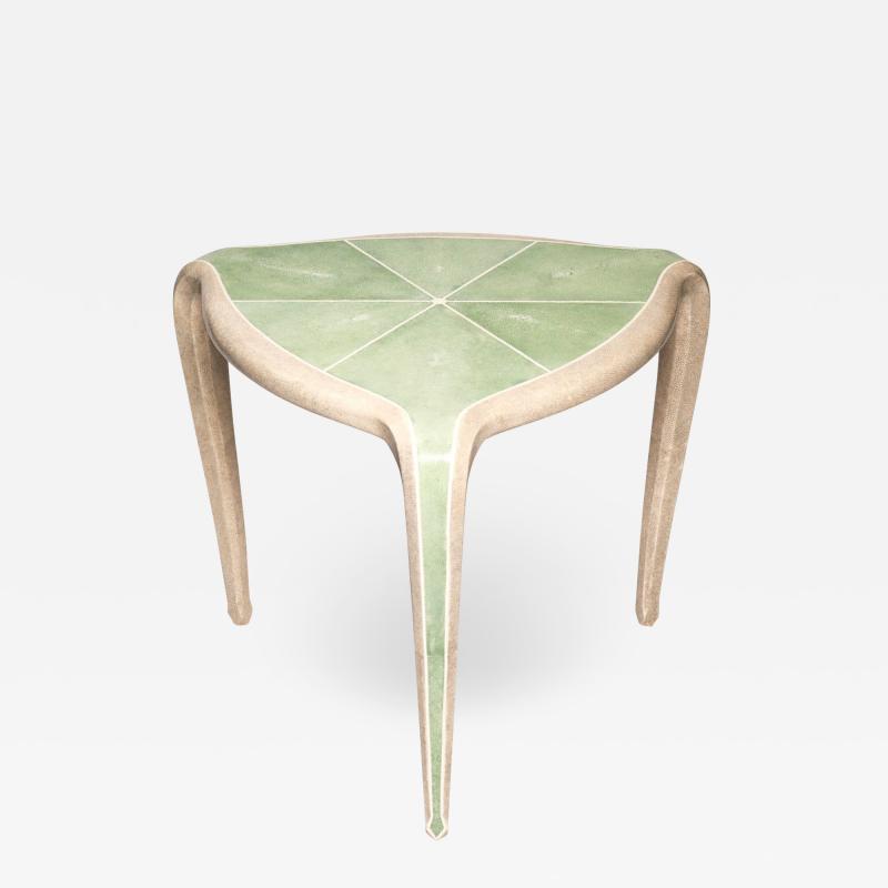 Contemporary Authentic Shagreen Cream and Green Tripod Table