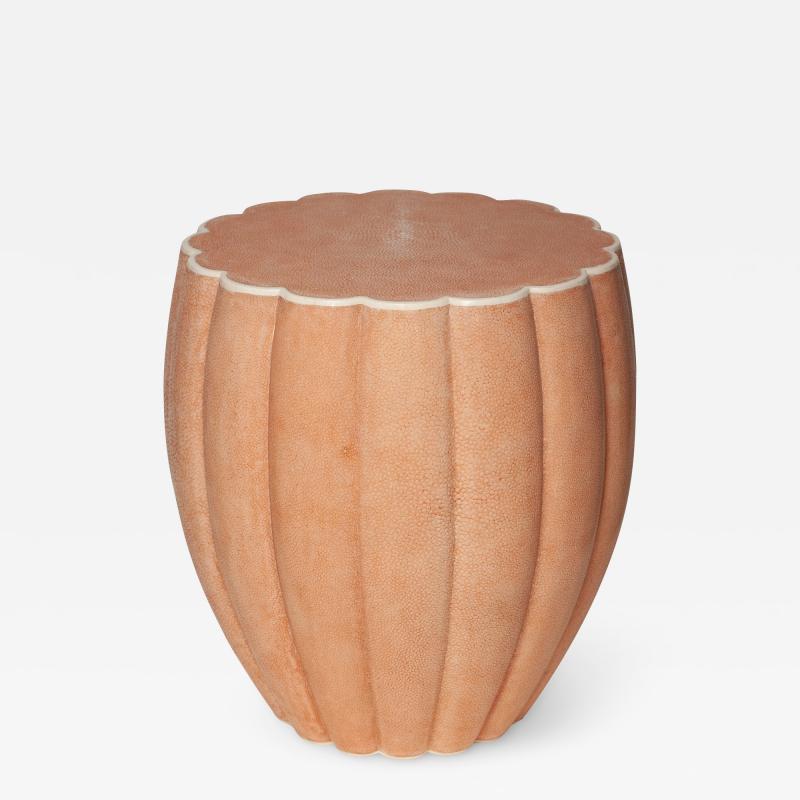 Contemporary Authentic Shagreen Petal Drum Table in Pink Shagreen