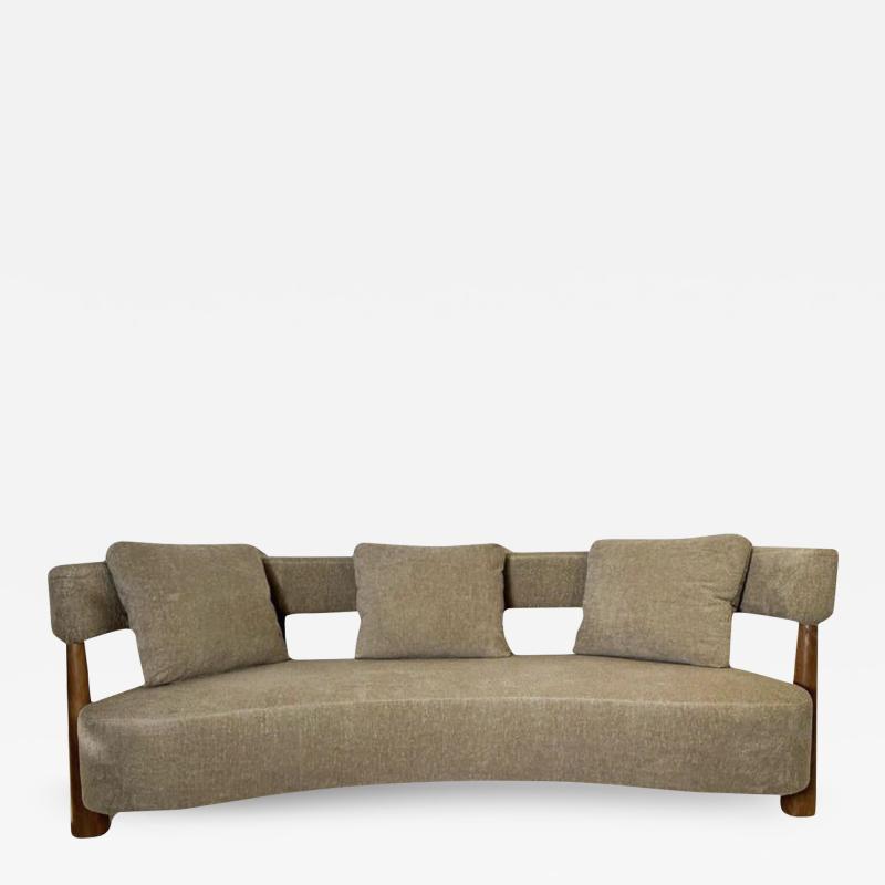 Contemporary Bean Shaped Sofa Beige Upholstery Italy