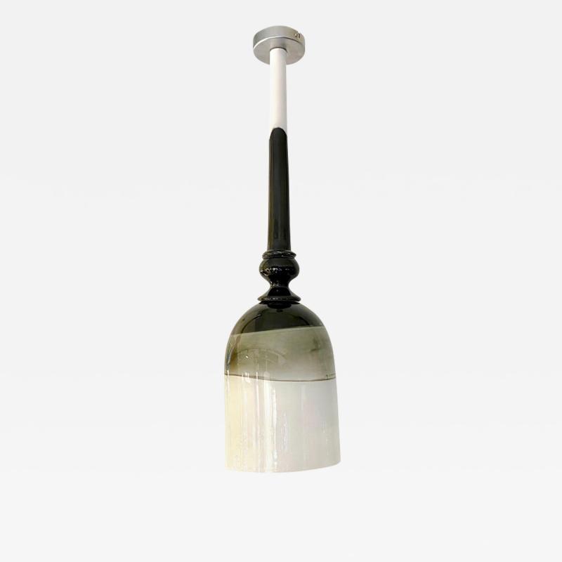 Contemporary Bespoke Italian Organic Black White Grey Murano Glass Pendant Light