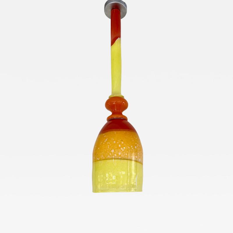 Contemporary Bespoke Italian Organic Yellow Orange Murano Glass Pendant Light