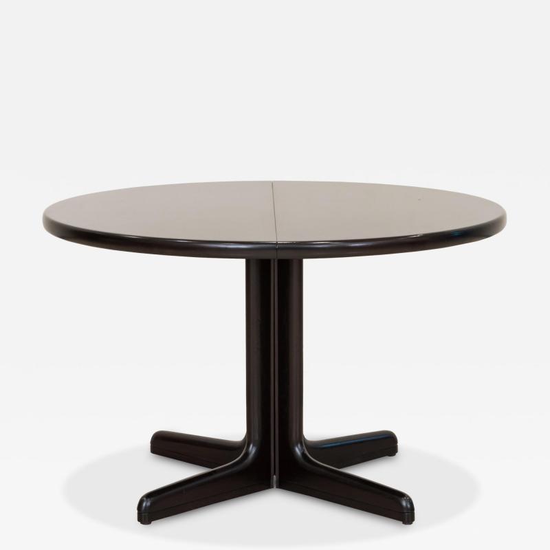 Contemporary Black Ebonized Round Dining Table