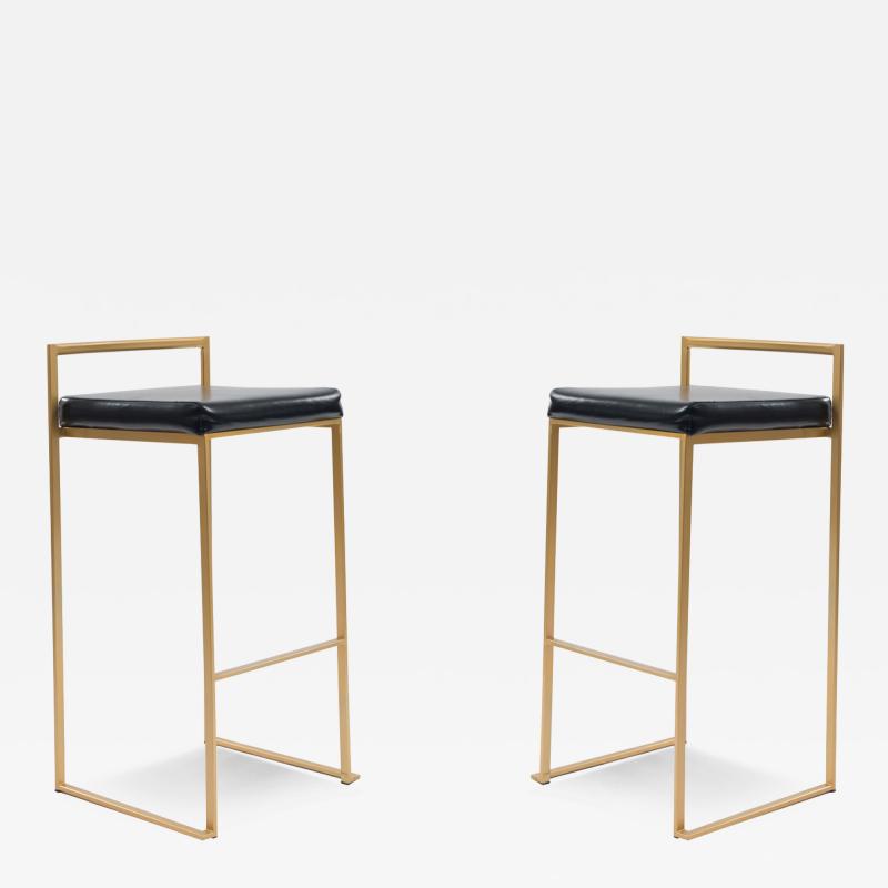 Contemporary Black Leather Bar Stools