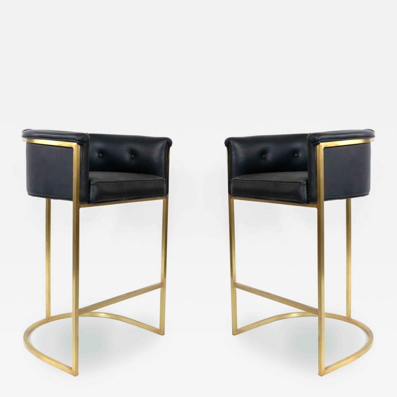 Contemporary Black Leather Bar Stools