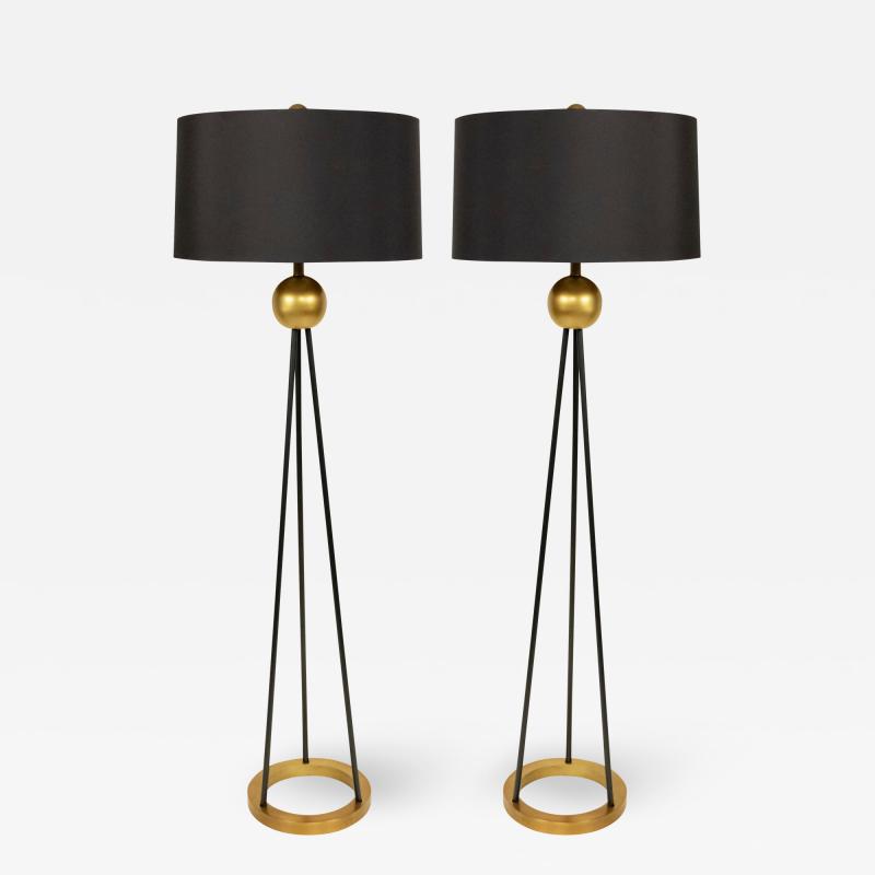 Contemporary Black and Gold Metal Floor Lamps