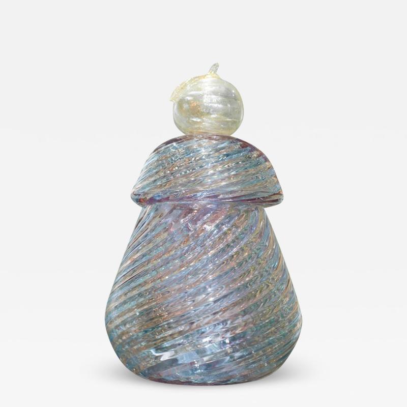 Contemporary Blue Pink and Gold Murano Glass Cookie Jar by Gabriele Urban