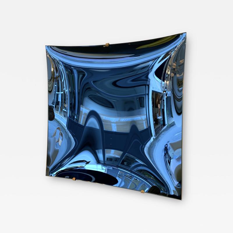 Contemporary Blue Square Curve Mirror Italy