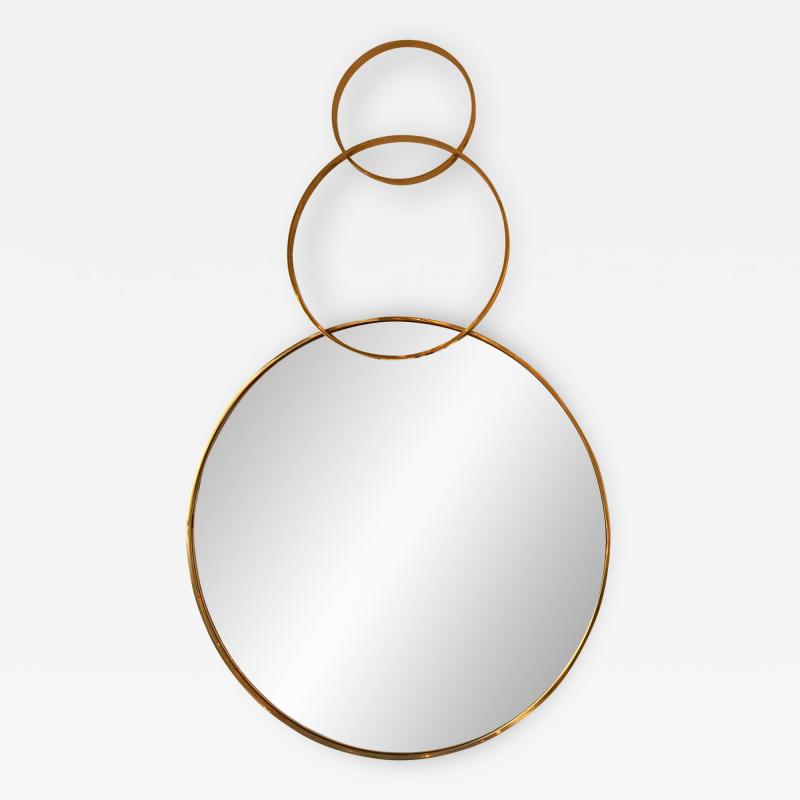 Contemporary Brass Mirror 3 Circle Italy