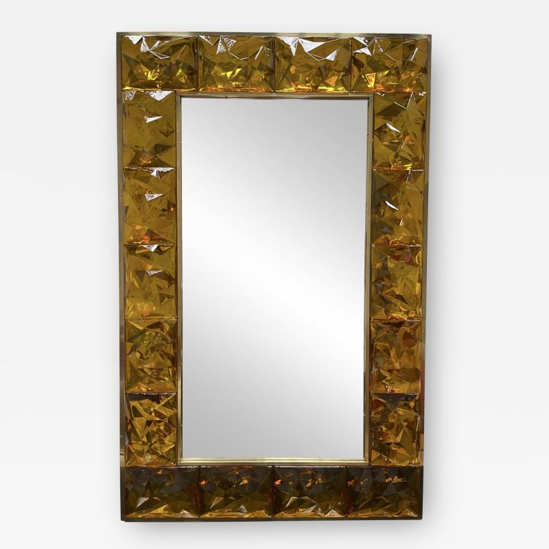 Contemporary Brass Mirror Murano Glass Italy