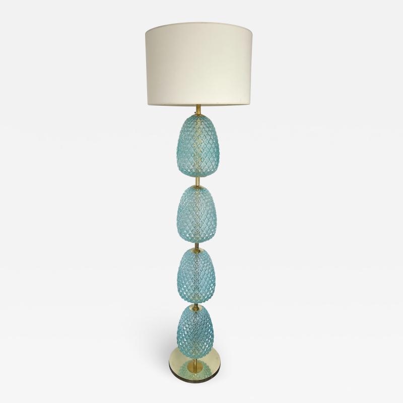 Contemporary Brass Pineapple Murano Glass Floor Lamp Italy