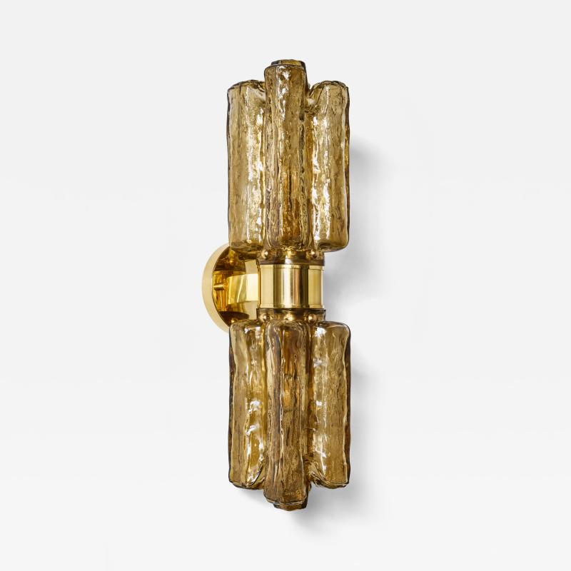 Contemporary Brass and Amber Murano Glass Wall Sconce