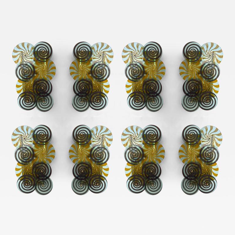 Contemporary Brass and Murano Glass Spiral Sconce Italy