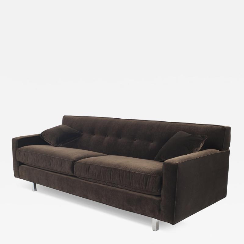Contemporary Brown Velvet Sofa
