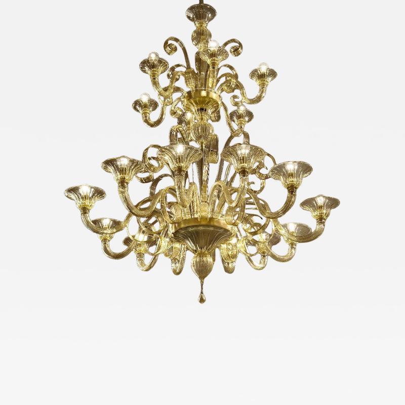 Contemporary Champagne Venetian Curls Murano Blown Chandelier
