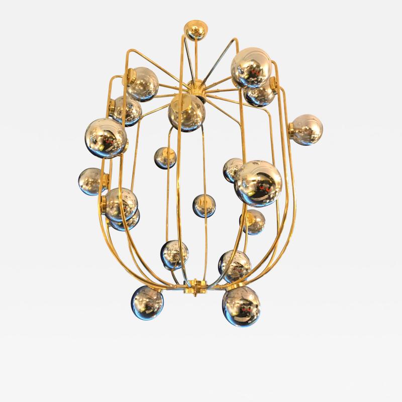 Contemporary Chandelier Brass Cage Italy