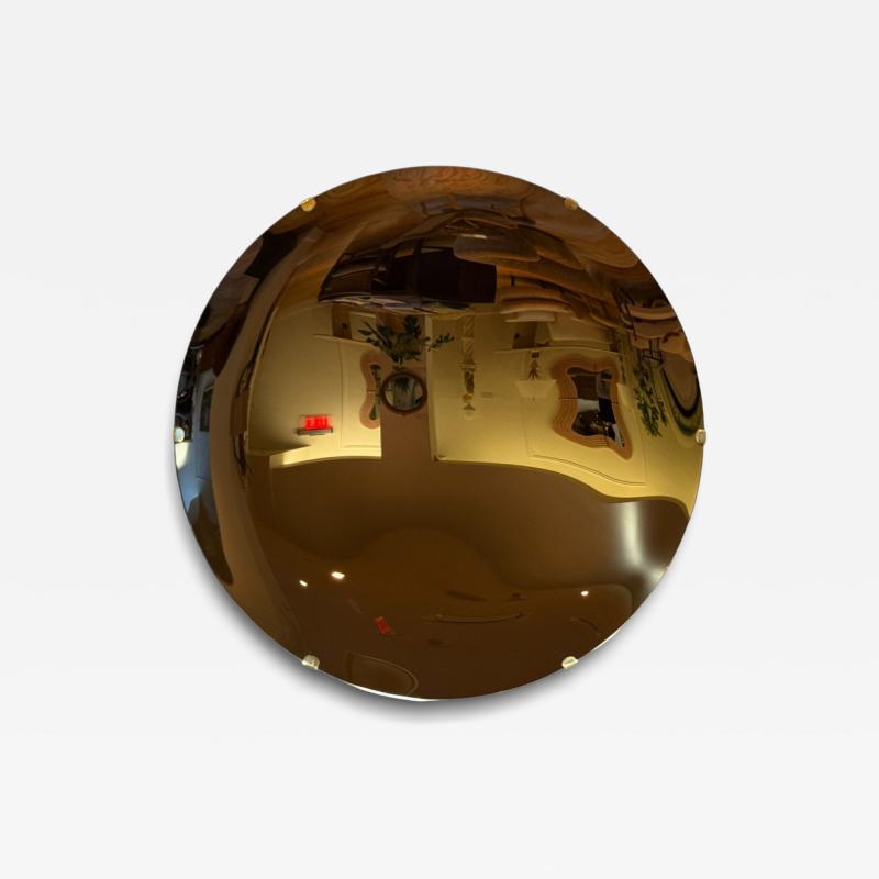Contemporary Concave Glass Brass Bronze Modern Space Age Wall Mirror