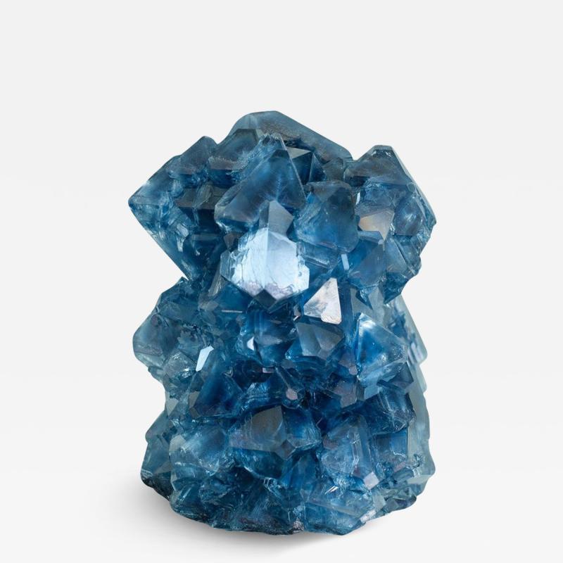 Contemporary Crystallized Vase in Blue by Isaac Mont Netherlands