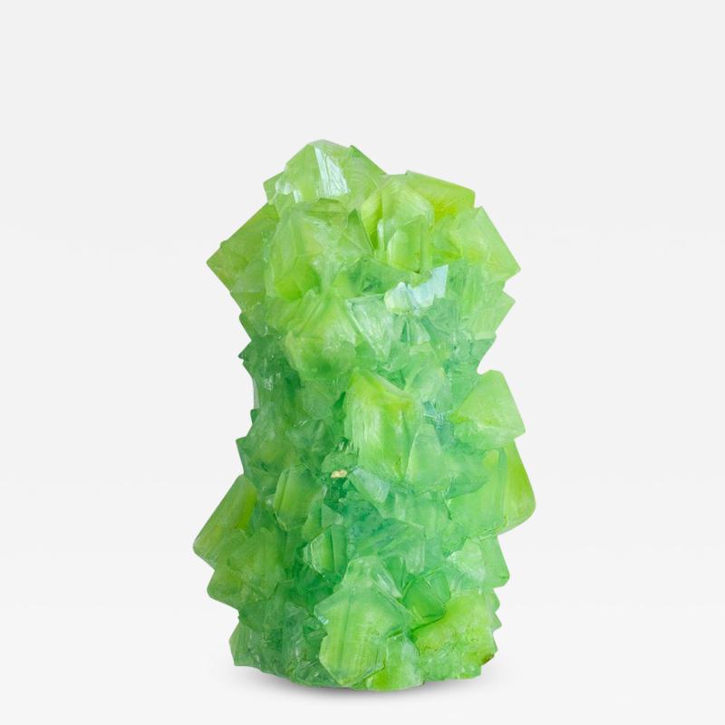 Contemporary Crystallized Vase in Green by Isaac Mont Netherlands