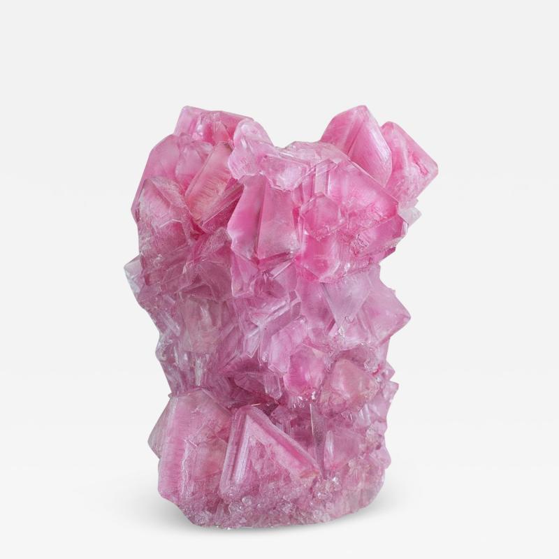 Contemporary Crystallized Vase in Pink by Isaac Mont Netherlands