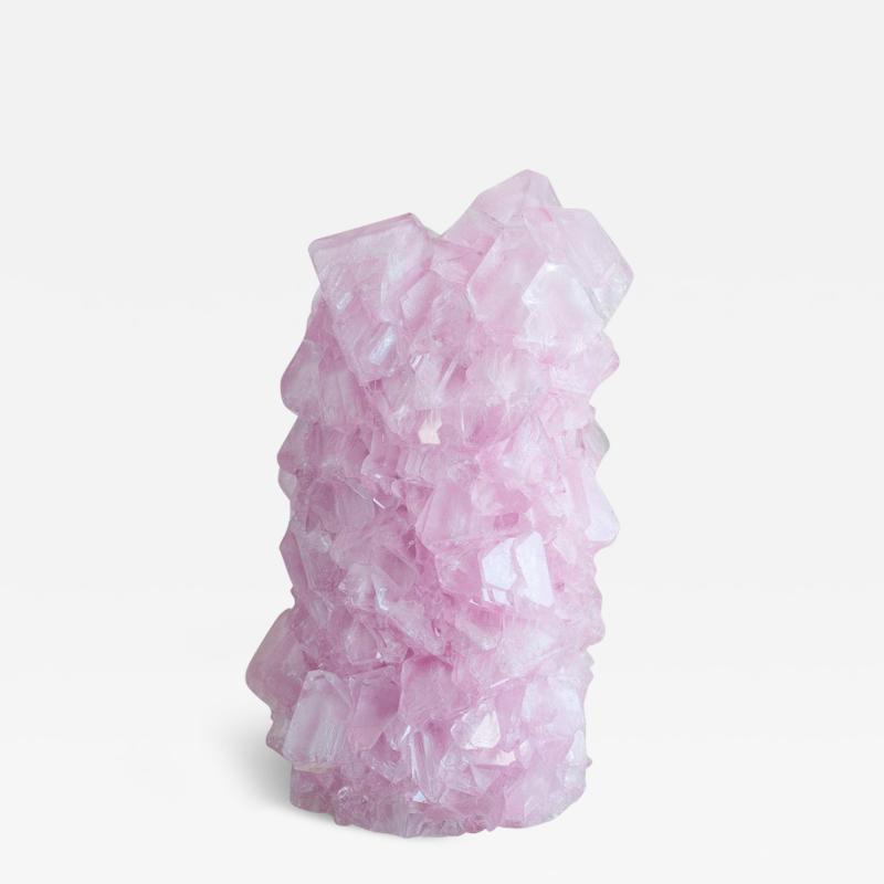 Contemporary Crystallized Vase in Soft Pink by Isaac Mont Netherlands