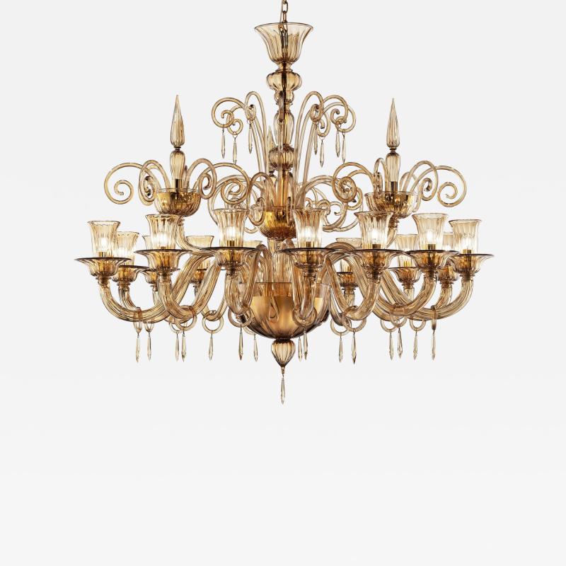 Contemporary Dark Amber Pagliesco Lively Curls Murano Glass Chandelier