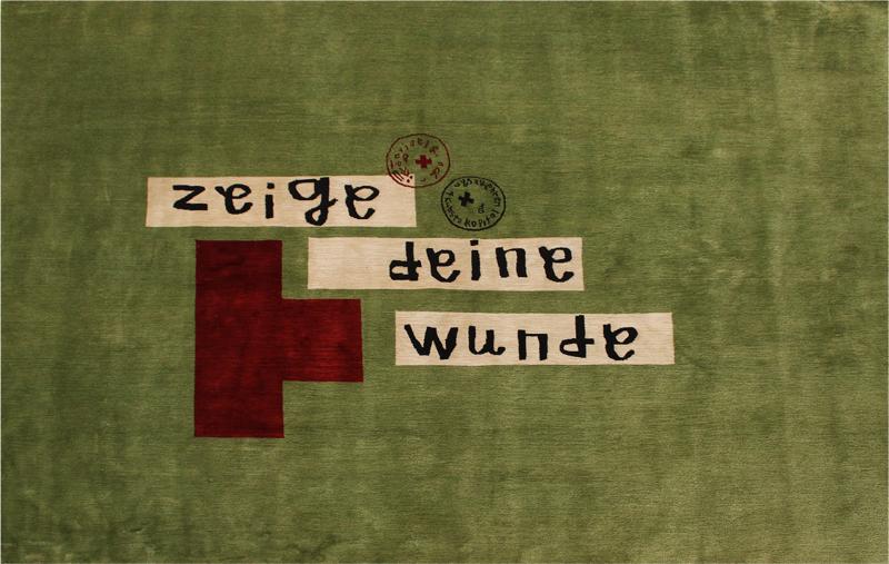 Contemporary David Delf n Green Hand Knotted Wool And Silk Rug Spain 2005