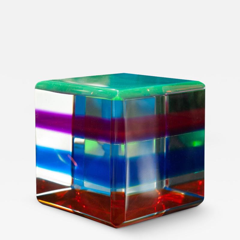Contemporary Faceted Multicolour Acrylic Cube Block