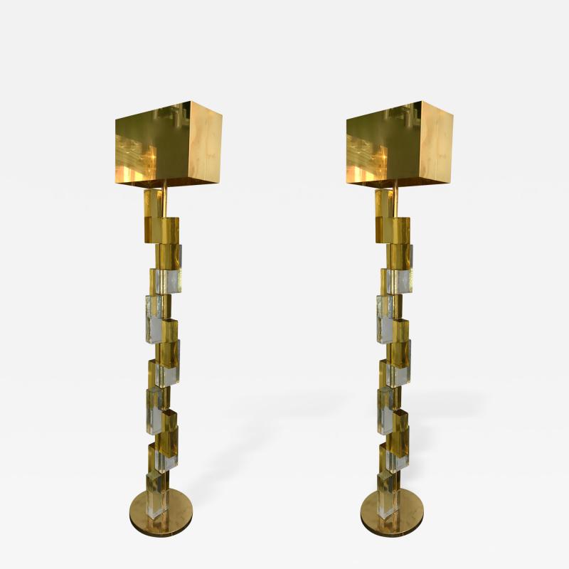 Contemporary Floor Lamps Cubic Murano Glass Italy