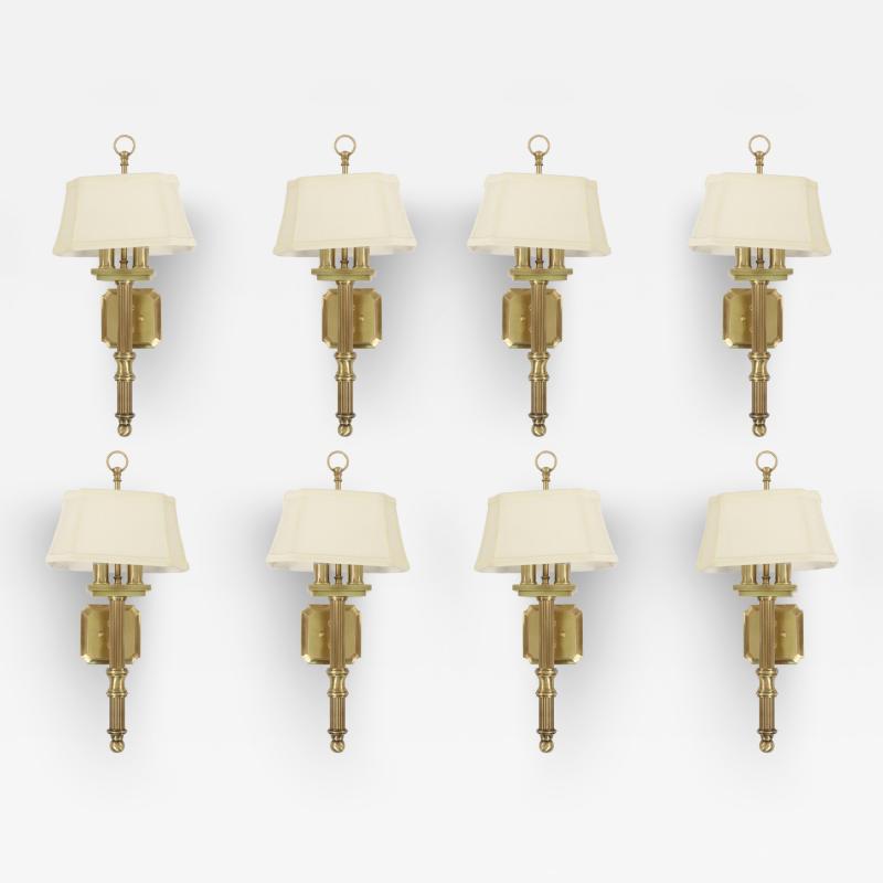 Contemporary Gilt Metal Fabric Shaded Wall Sconces