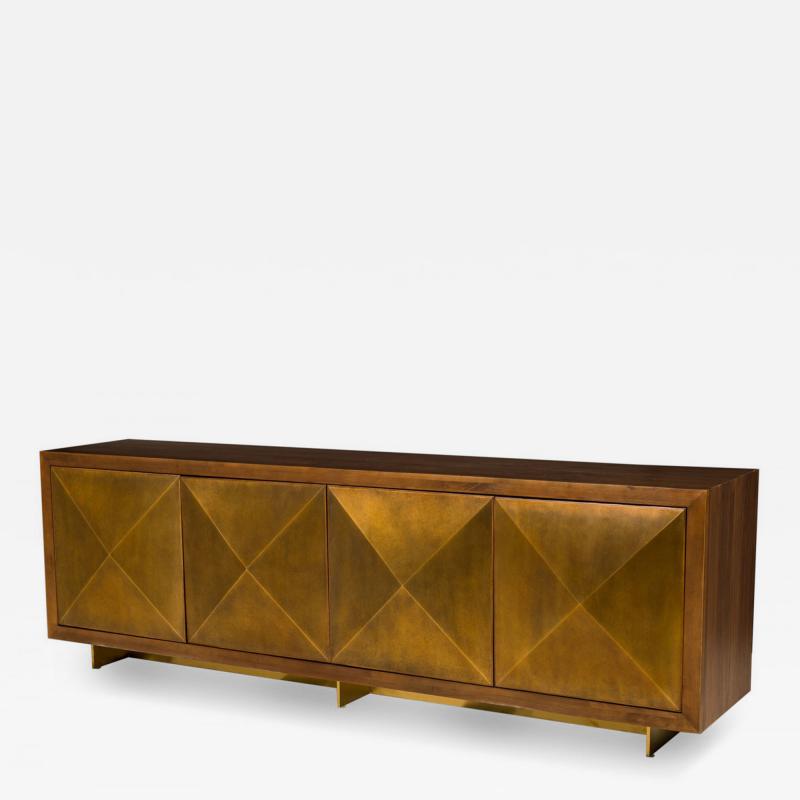 Contemporary Gilt Wood and Brass Faceted Front Sideboard
