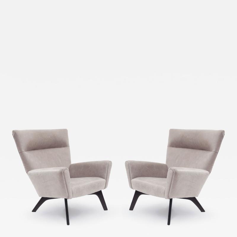 Contemporary Gray Leather Easy Chairs