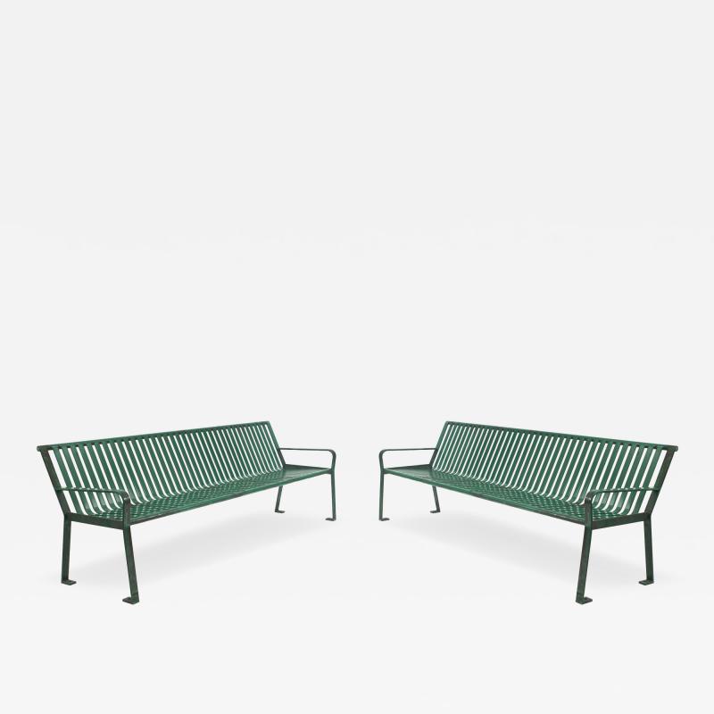Contemporary Green Metal Outdoor Benches