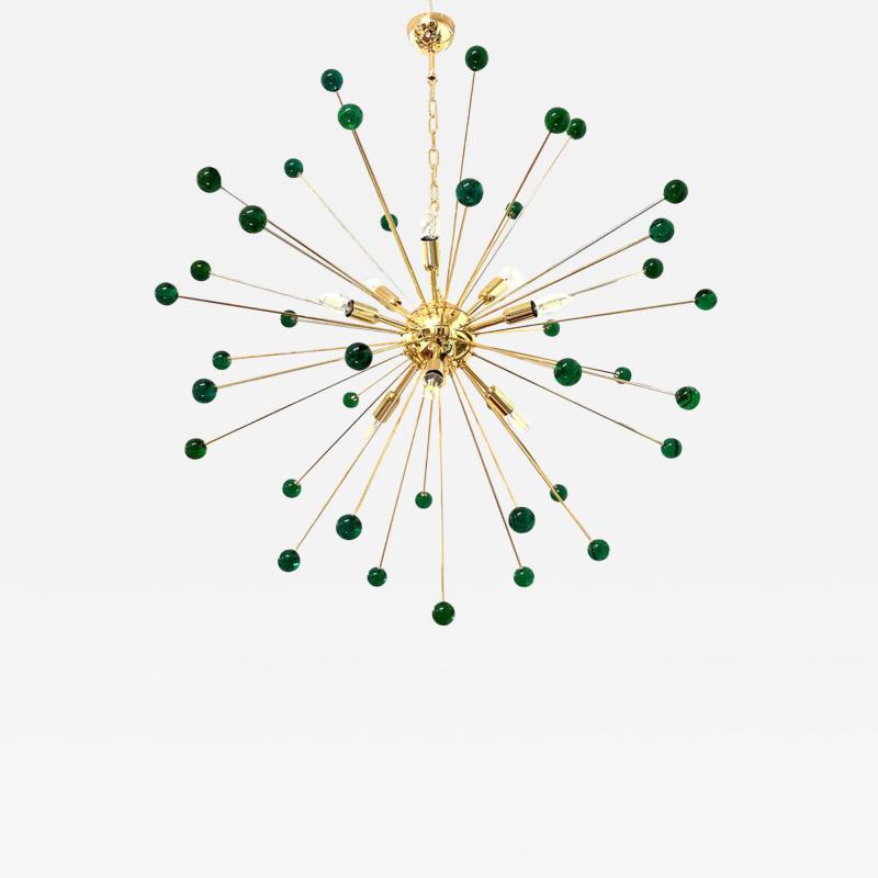 Contemporary Green Star Murano Glass Sputnik Chandelier