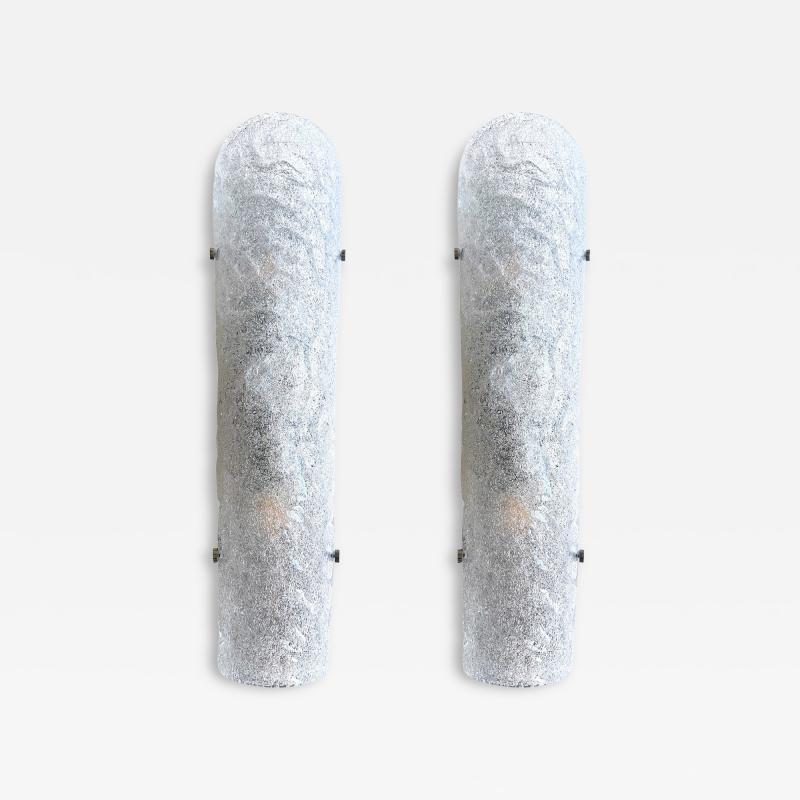 Contemporary Hammered Transparent Graniglia Murano Glass Wall Sconces