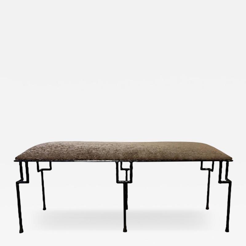 Contemporary Hammered and Patinated Iron Bench