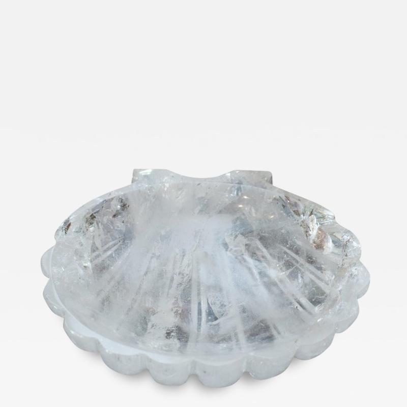 Contemporary Hand Carved Rock Crystal Clear Quartz Shell Tray