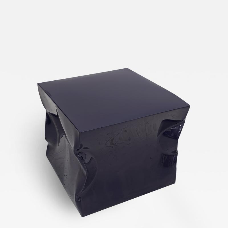 Contemporary Indigo Blue Lacquered Metal Side Table