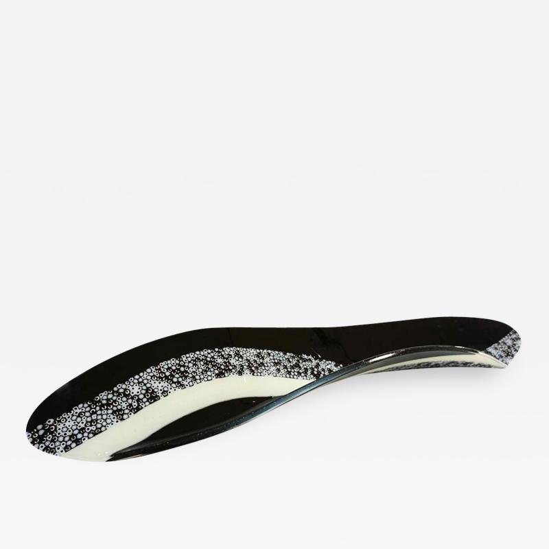 Contemporary Italian Black and White Murano Art Glass Mosaic Curve Centerpiece