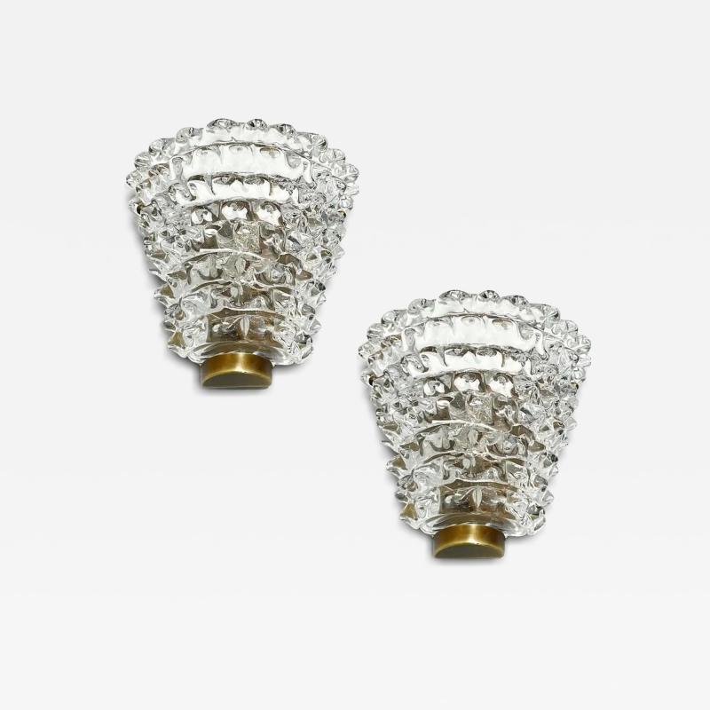 Contemporary Italian Bronze Antique Brass Crystal Rostrato Murano Glass Sconces