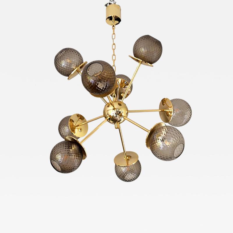 Contemporary Italian Gold Chandelier Sputnik in Style Murano Glass