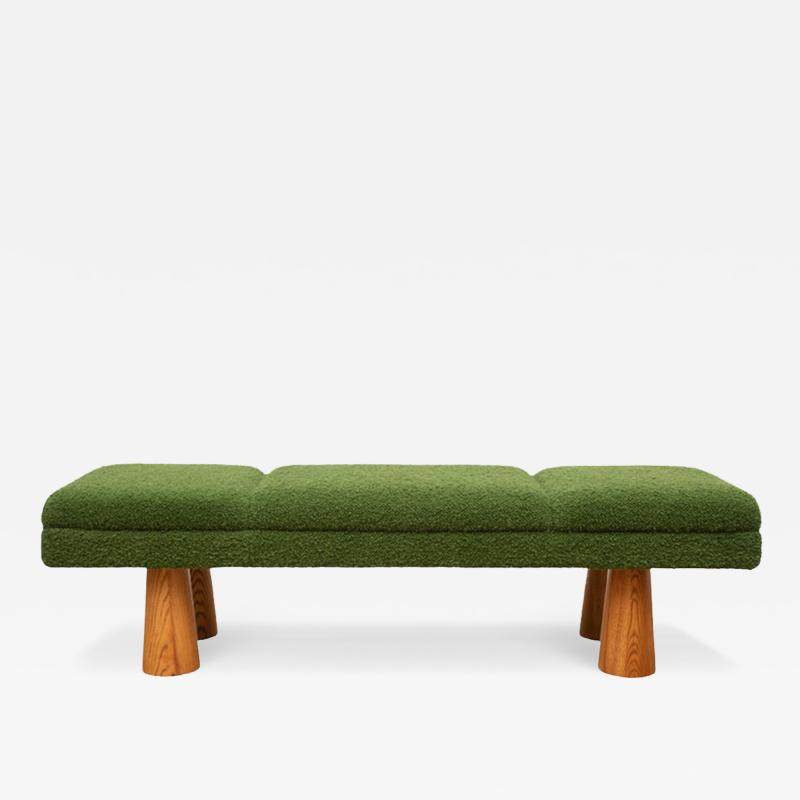Contemporary Italian Upholstered Bench in Hunter Green Boucl 