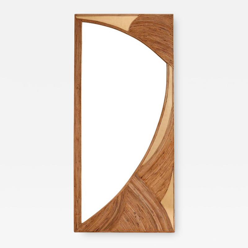 Contemporary Italian Wall Mirror in Bamboo Brass