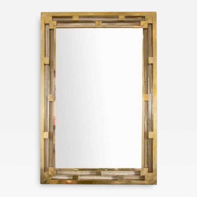 Contemporary Italian brass Murano glass mirror